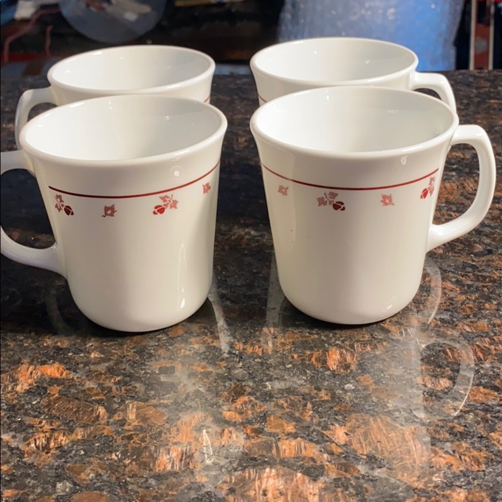 4 Corelle Burgundy 10 oz Mugs/ Cups